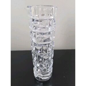 MCM French Cristal D'Arques‎ Heavy Crystal Block Cut Vase 8.5" Tall 3" Wide